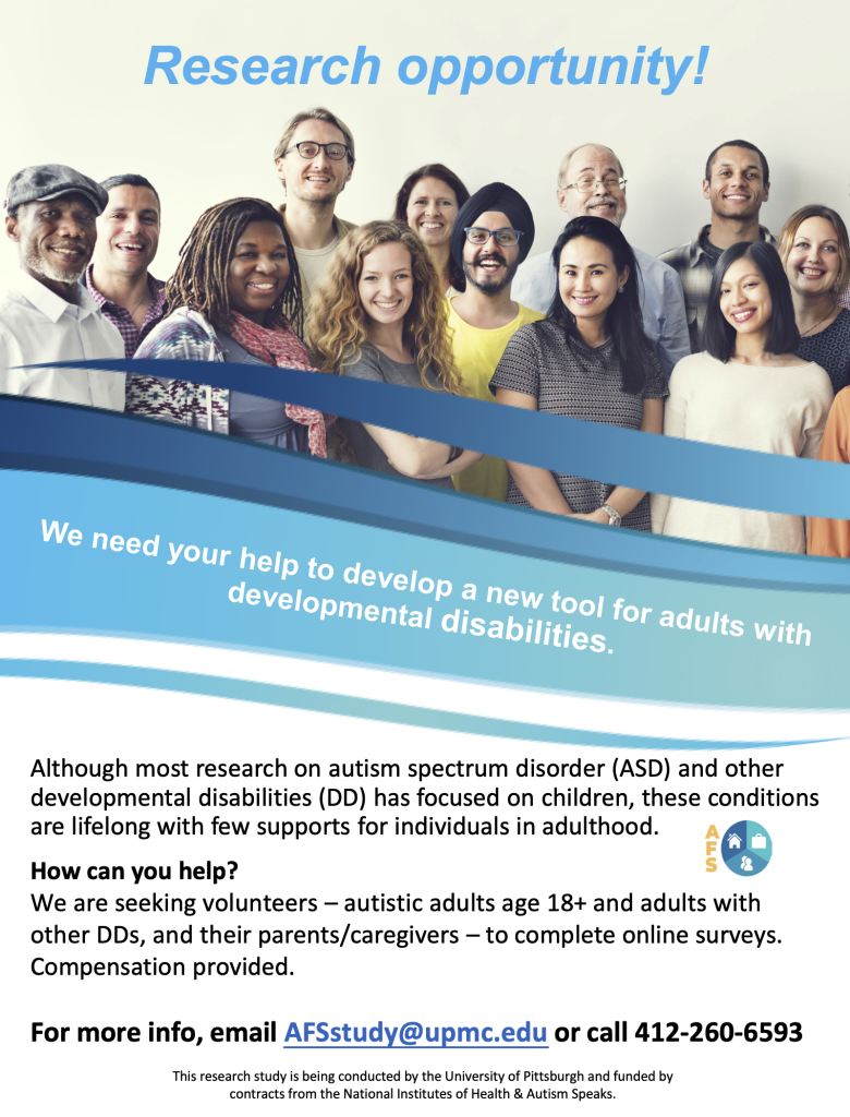Research opportunity! We need your help to develop a new tool for adults with developmental disabilities.