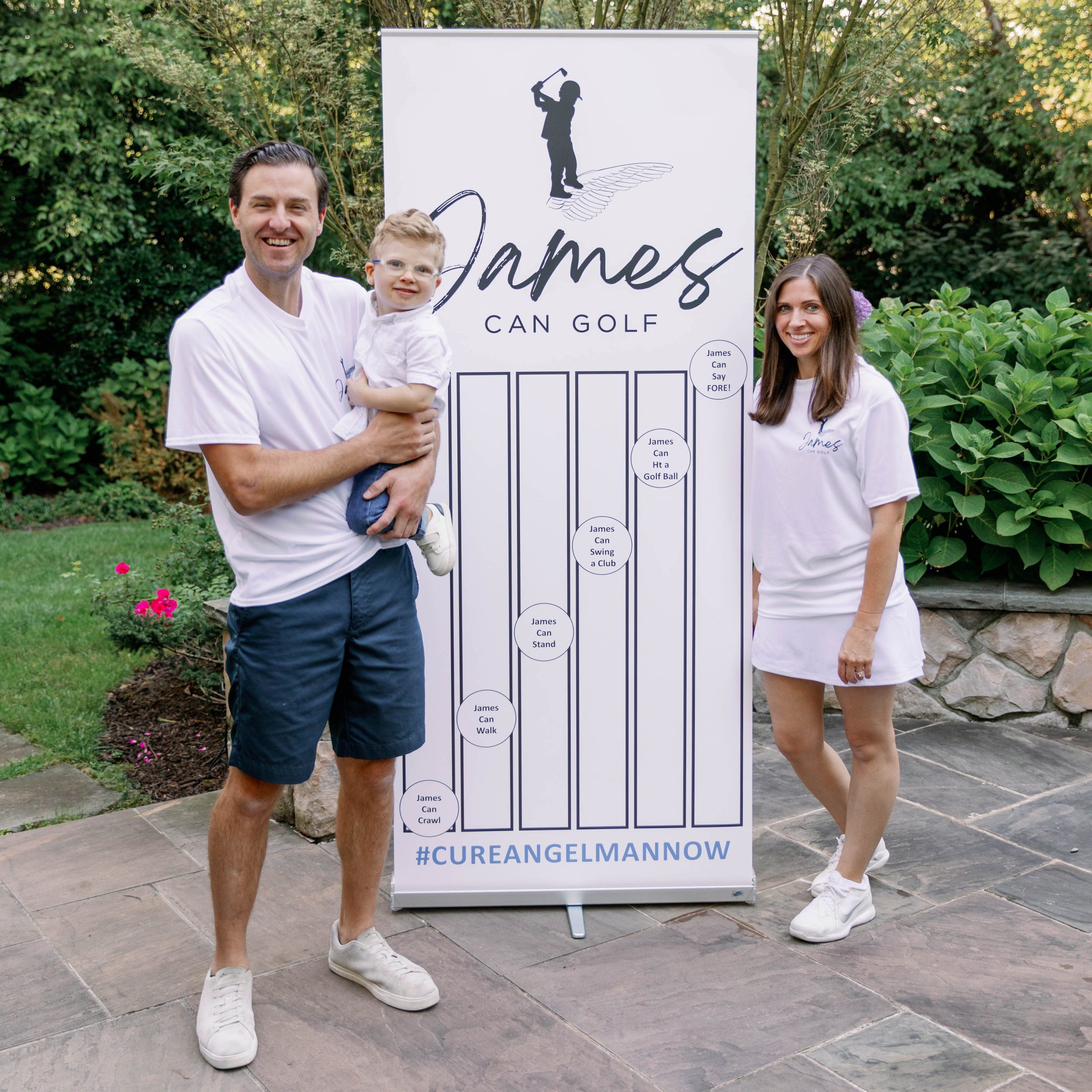 James and his parents at the James CAN Golf Outing