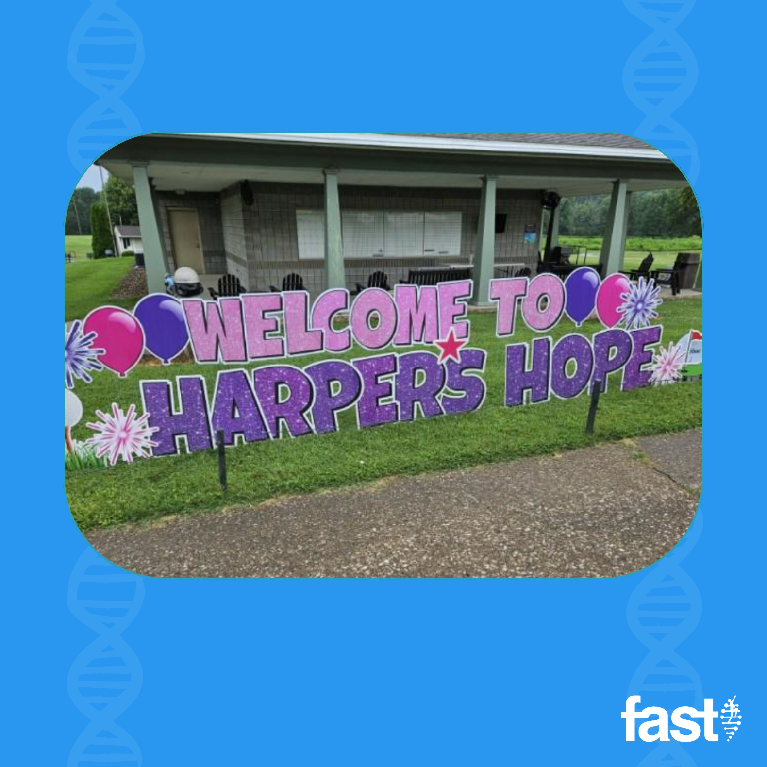 Photo of the Harper’s Hope event welcome sign
