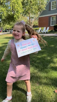 Maddie with a thank you message